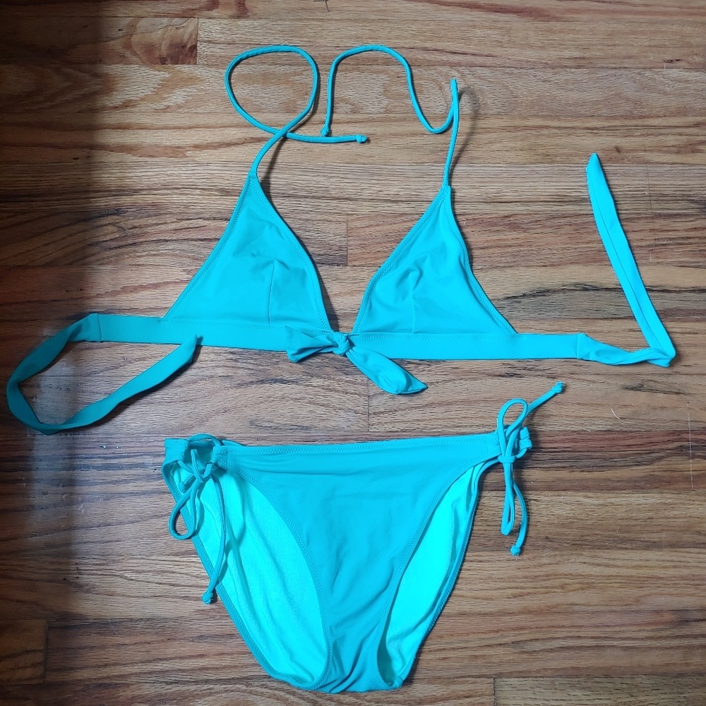 Victorias secret torquoise triangle string bikini
